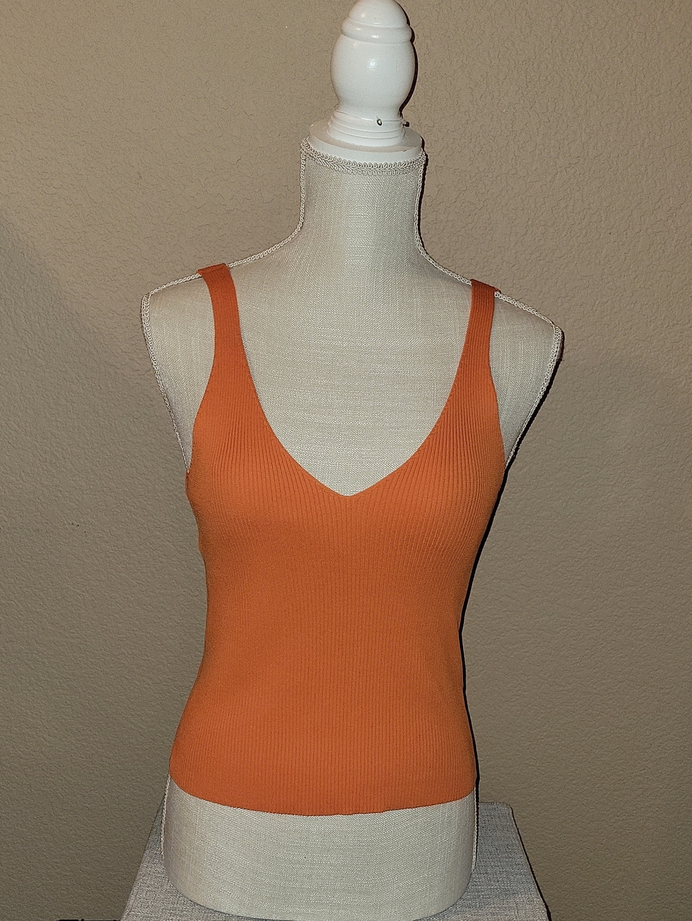Happily Grey Women's Ribbed V-Neck Tank Top - Orange
